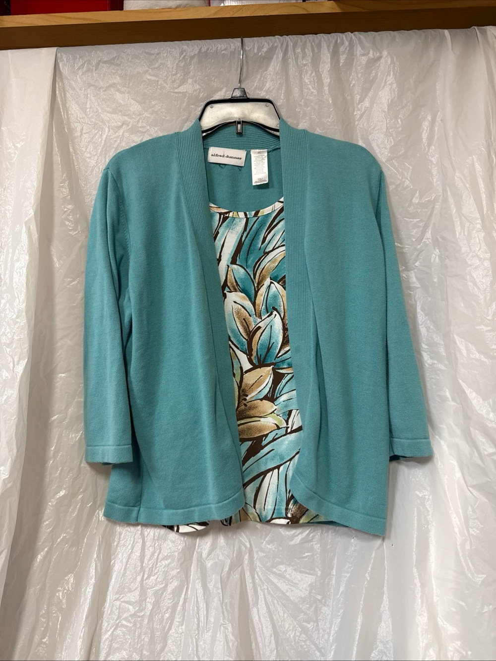 Alfred Dunner Teal Open-Front Women's Sweater. XL